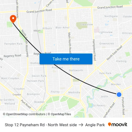 Stop 12 Payneham Rd - North West side to Angle Park map