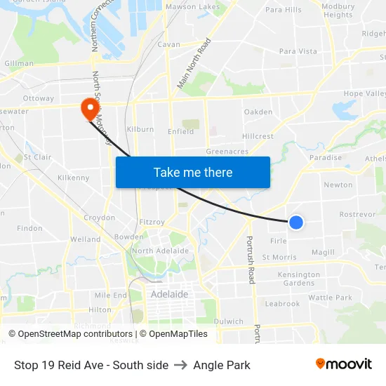 Stop 19 Reid Ave - South side to Angle Park map