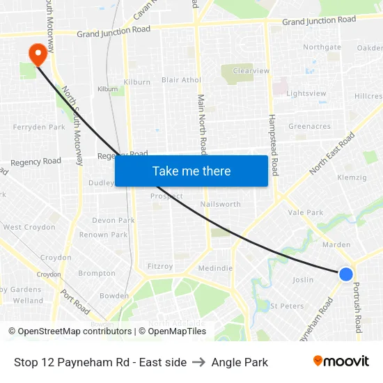Stop 12 Payneham Rd - East side to Angle Park map