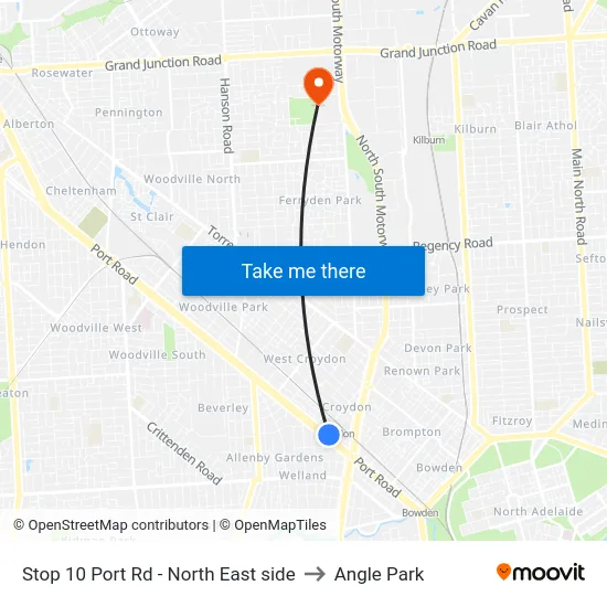 Stop 10 Port Rd - North East side to Angle Park map