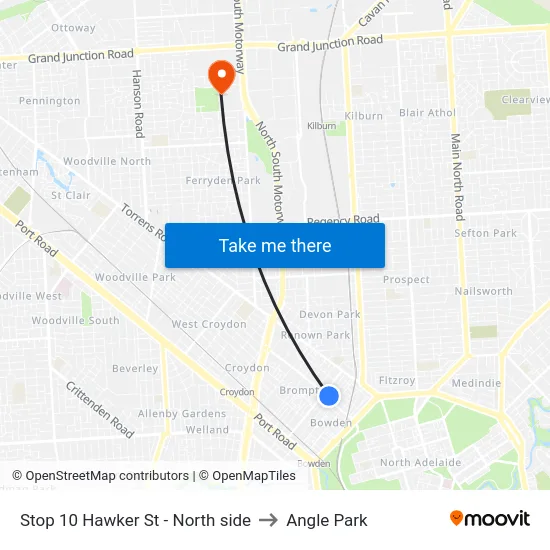 Stop 10 Hawker St - North side to Angle Park map