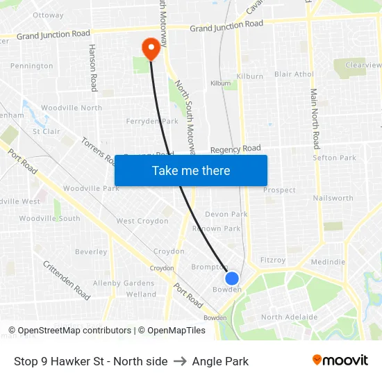 Stop 9 Hawker St - North side to Angle Park map