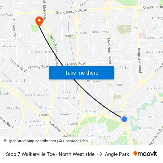 Stop 7 Walkerville Tce - North West side to Angle Park map