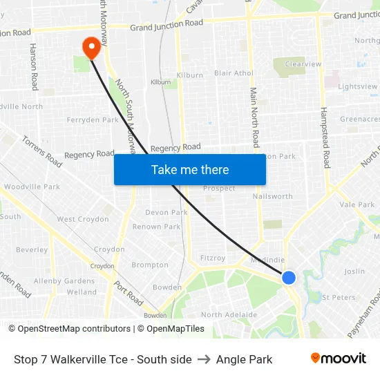 Stop 7 Walkerville Tce - South side to Angle Park map