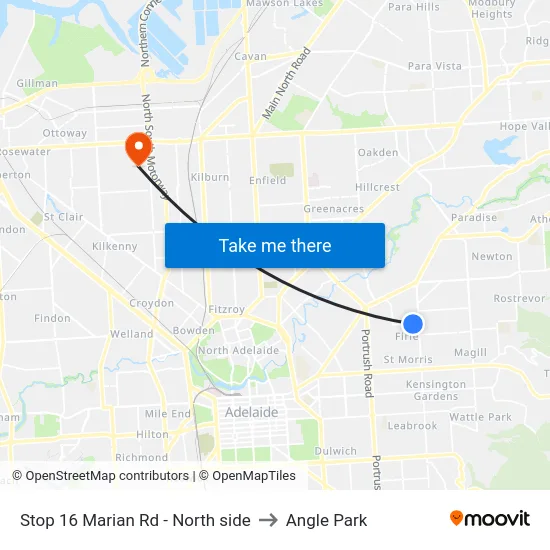 Stop 16 Marian Rd - North side to Angle Park map