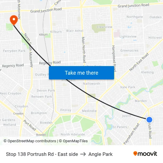 Stop 138 Portrush Rd - East side to Angle Park map