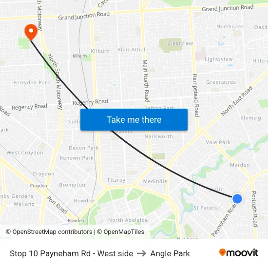 Stop 10 Payneham Rd - West side to Angle Park map