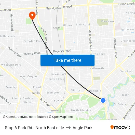 Stop 6 Park Rd - North East side to Angle Park map