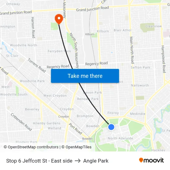 Stop 6 Jeffcott St - East side to Angle Park map