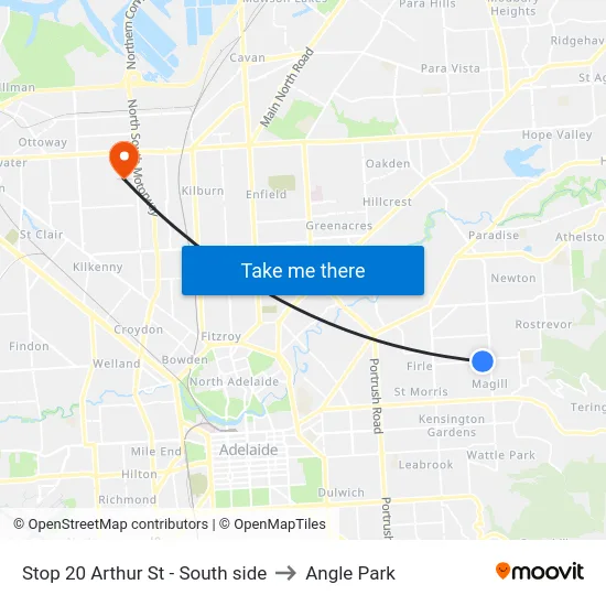 Stop 20 Arthur St - South side to Angle Park map