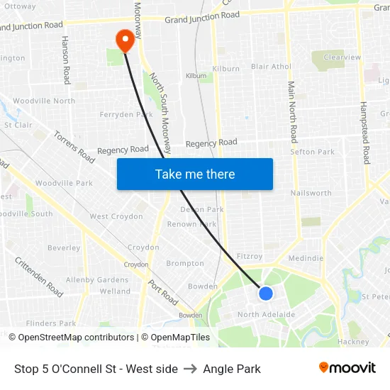 Stop 5 O'Connell St - West side to Angle Park map