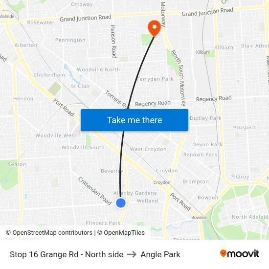 Stop 16 Grange Rd - North side to Angle Park map