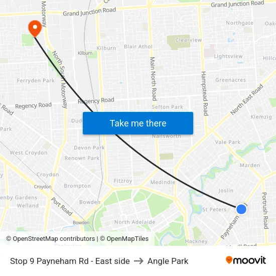 Stop 9 Payneham Rd - East side to Angle Park map