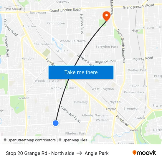 Stop 20 Grange Rd - North side to Angle Park map