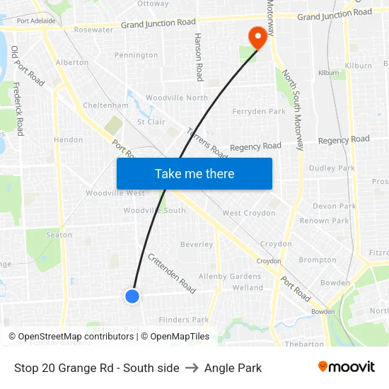 Stop 20 Grange Rd - South side to Angle Park map