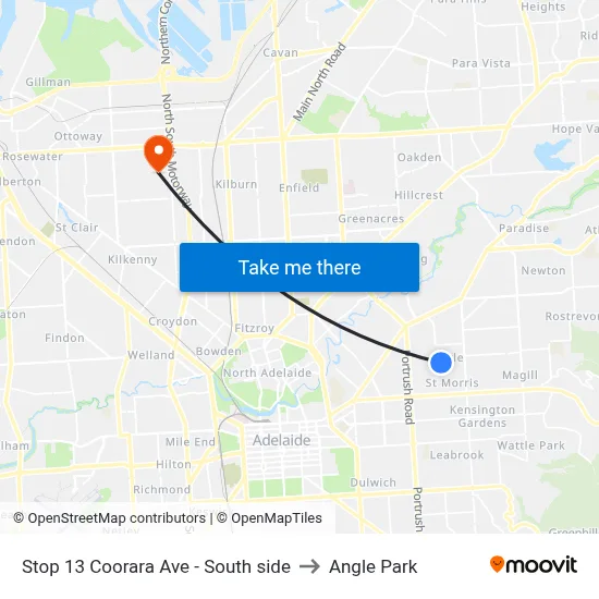 Stop 13 Coorara Ave - South side to Angle Park map