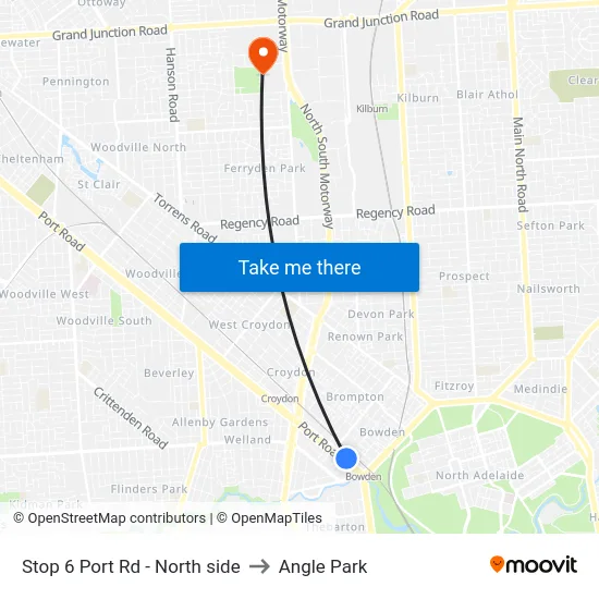 Stop 6 Port Rd - North side to Angle Park map
