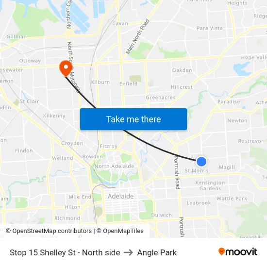 Stop 15 Shelley St - North side to Angle Park map