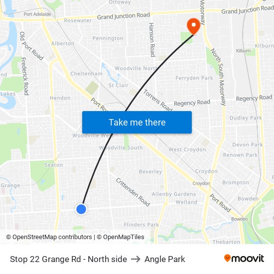 Stop 22 Grange Rd - North side to Angle Park map