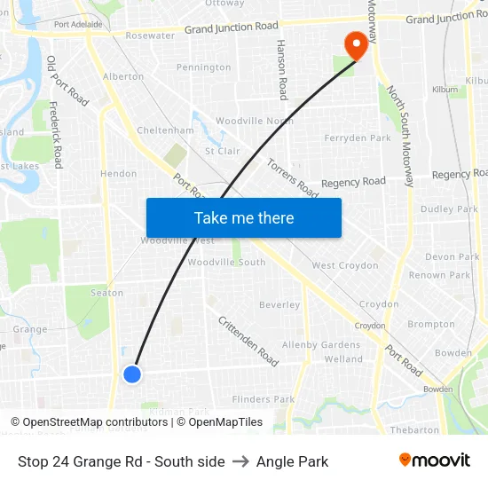 Stop 24 Grange Rd - South side to Angle Park map