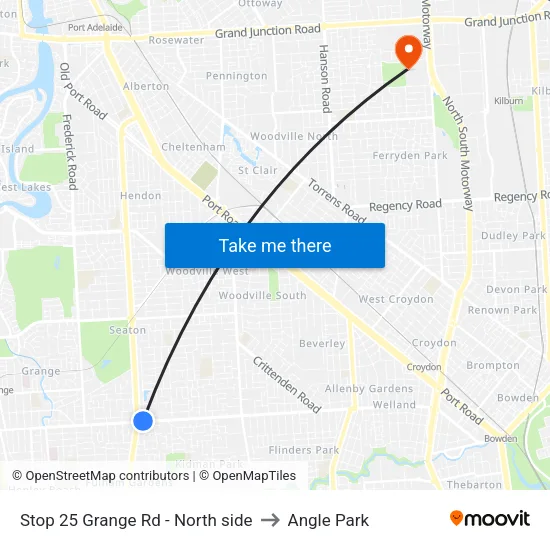 Stop 25 Grange Rd - North side to Angle Park map