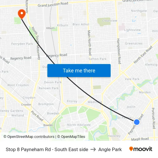 Stop 8 Payneham Rd - South East side to Angle Park map