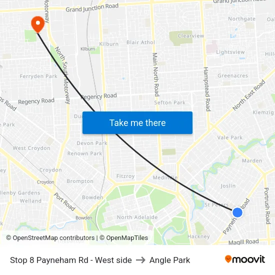 Stop 8 Payneham Rd - West side to Angle Park map