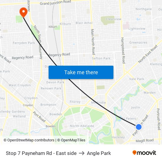 Stop 7 Payneham Rd - East side to Angle Park map