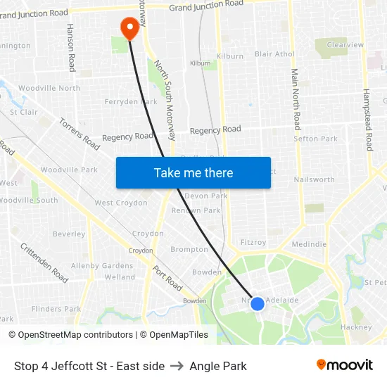 Stop 4 Jeffcott St - East side to Angle Park map