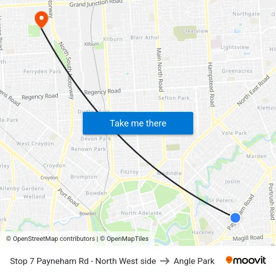 Stop 7 Payneham Rd - North West side to Angle Park map