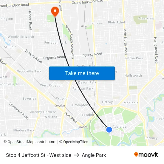 Stop 4 Jeffcott St - West side to Angle Park map