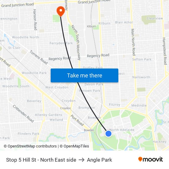 Stop 5 Hill St - North East side to Angle Park map