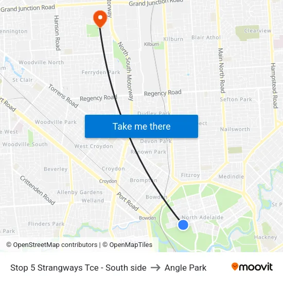 Stop 5 Strangways Tce - South side to Angle Park map