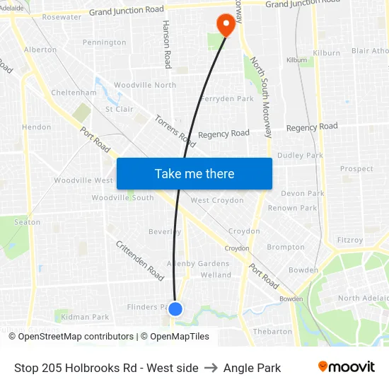 Stop 205 Holbrooks Rd - West side to Angle Park map