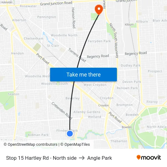 Stop 15 Hartley Rd - North side to Angle Park map