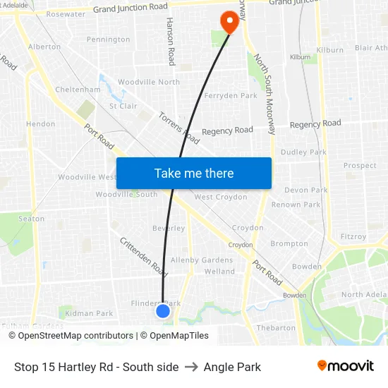Stop 15 Hartley Rd - South side to Angle Park map