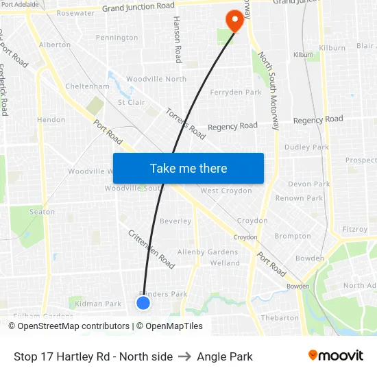 Stop 17 Hartley Rd - North side to Angle Park map