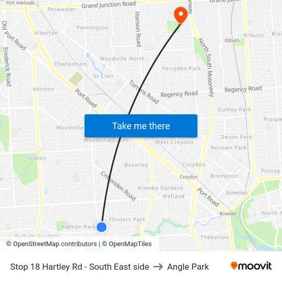 Stop 18 Hartley Rd - South East side to Angle Park map