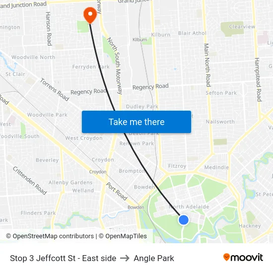 Stop 3 Jeffcott St - East side to Angle Park map