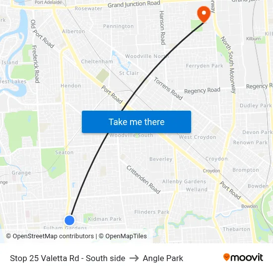 Stop 25 Valetta Rd - South side to Angle Park map