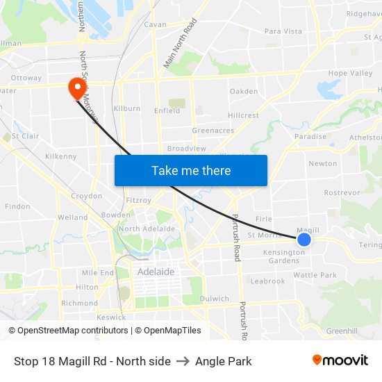 Stop 18 Magill Rd - North side to Angle Park map