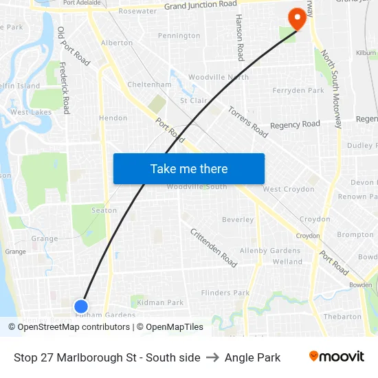 Stop 27 Marlborough St - South side to Angle Park map