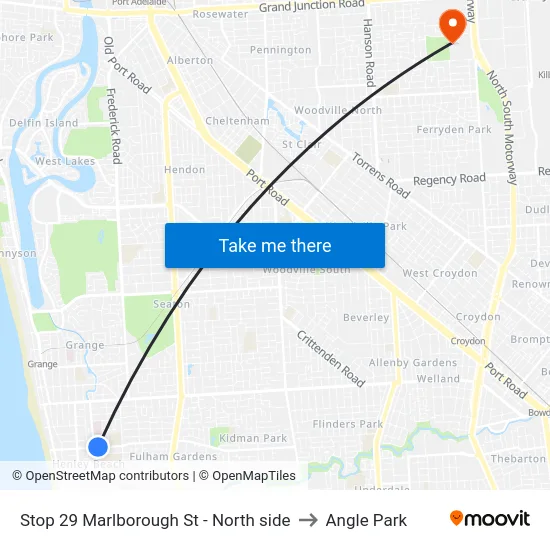 Stop 29 Marlborough St - North side to Angle Park map