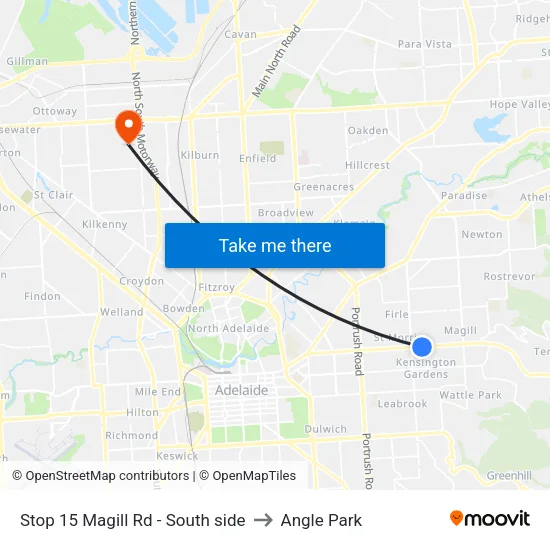 Stop 15 Magill Rd - South side to Angle Park map