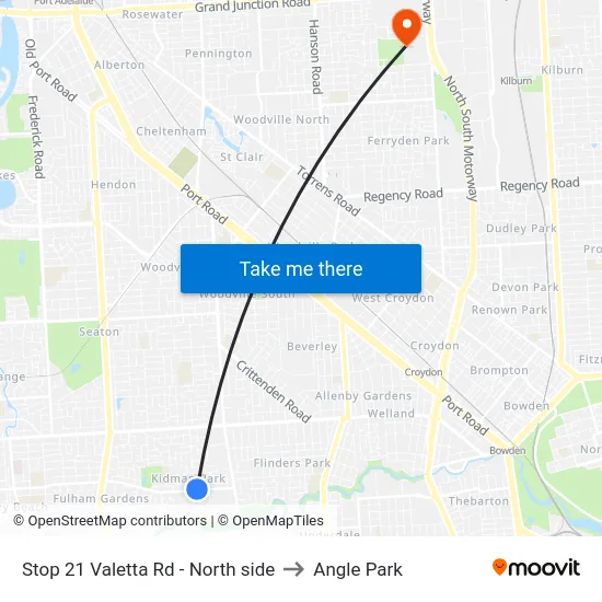 Stop 21 Valetta Rd - North side to Angle Park map