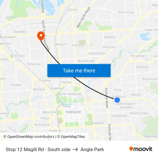 Stop 12 Magill Rd - South side to Angle Park map