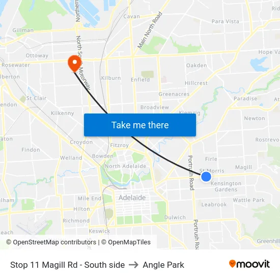 Stop 11 Magill Rd - South side to Angle Park map