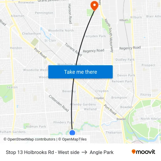 Stop 13 Holbrooks Rd - West side to Angle Park map
