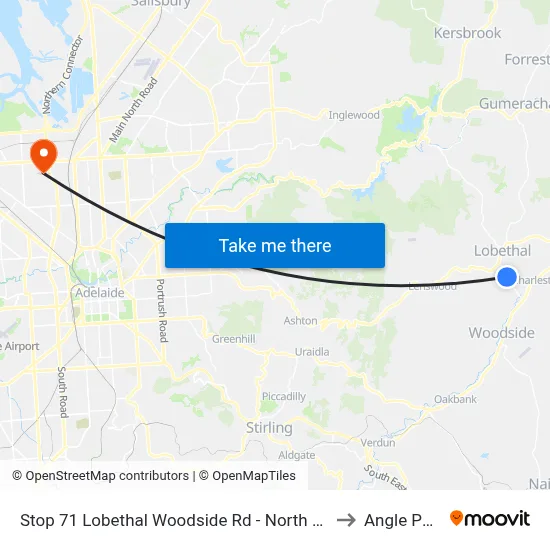 Stop 71 Lobethal Woodside Rd - North side to Angle Park map
