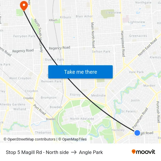 Stop 5 Magill Rd - North side to Angle Park map